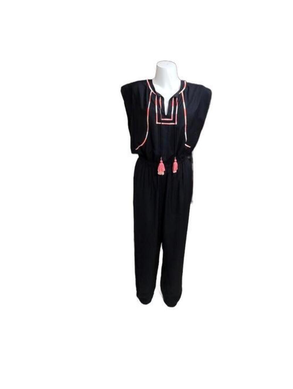Seafolly Silk Sleeveless Jumpsuit XL Black